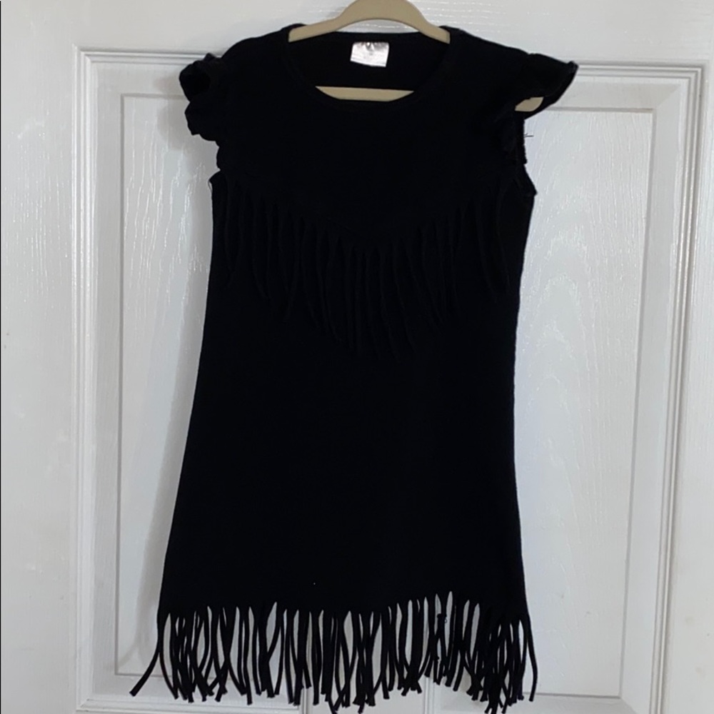Black Fringe Girl Dress EUC